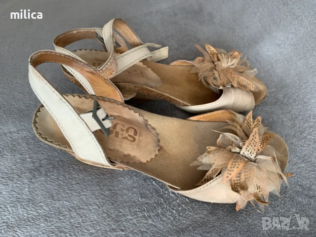 Сандали от естстествена кожа с  лек ток, снимка 2 - Сандали - 50625700
