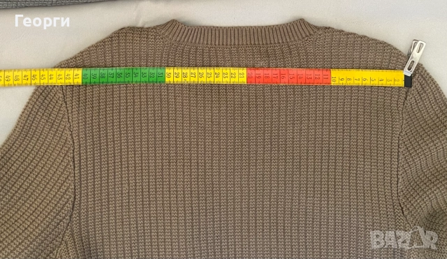 Унисекс пуловери от рипсено плетиво в цвят каки с кръгло деколте, снимка 6 - Пуловери - 52288510