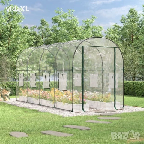 vidaXL Прозрачна оранжерия 160x400x190 см PVC и стомана с прахова боя(SKU:317247), снимка 2 - Оранжерии - 54182657