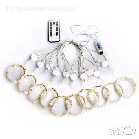 Коледни лампички с 300Led лампи 3 метра на 3 метра ,коледна завеса с дистанционно, снимка 3 - Декорация за дома - 52870706