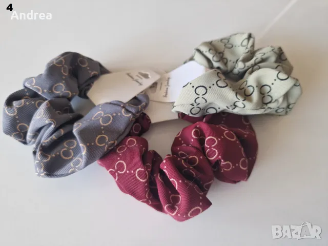 Дамски комплект от 6 броя ластици за коса, тип Скрънчи, снимка 4 - Аксесоари за коса - 48104406