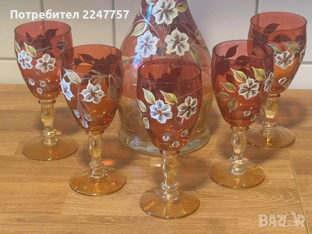 Винтидж бохемска Графа с бокали кристал Bohemia, снимка 2 - Чаши - 51508970