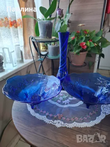 Стъклени фруктиери в синьо , снимка 8 - Аксесоари за кухня - 49095399