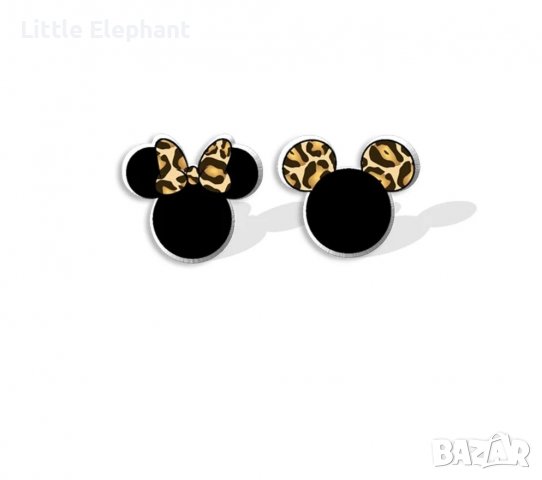 New trend обеци,black and leopard print,Мики и Мини,Disney/нови, снимка 1 - Колиета, медальони, синджири - 39558145