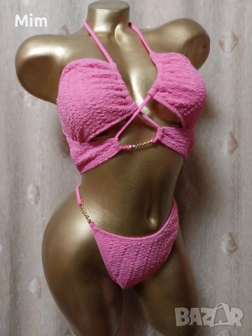 М Розов бански от две части , снимка 4 - Бански костюми - 50742962