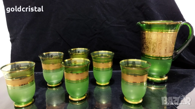 стари стъклени чаши и кана Чехословакия , снимка 7 - Антикварни и старинни предмети - 52261970