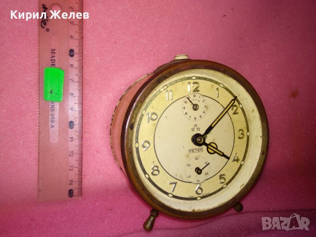 PETER MADE in GERMANY Стар КОЛЕКЦИОНЕРСКИ МЕХАНИЧЕН БУДИЛНИК ВИНТИДЖ РЯДЪК МОДЕЛ НЕМСКИ 43712, снимка 11 - Антикварни и старинни предмети - 44464963