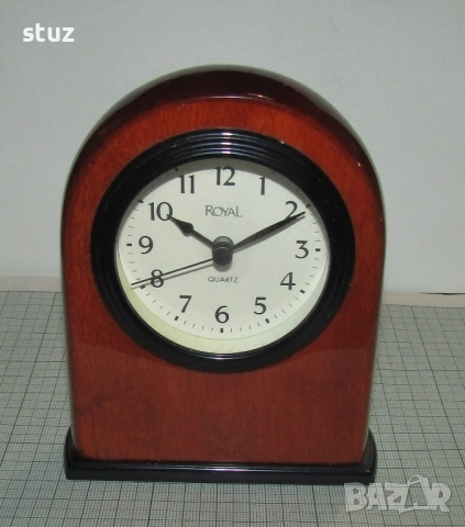 Настолен часовник, масивно дърво, лак, стъкло, снимка 2 - Антикварни и старинни предмети - 54154302