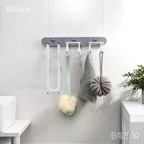 Самозалепваща се сгъваема стойка за сушене на дрехи с 24 щипки , снимка 3 - Други стоки за дома - 52924809