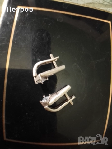 сребърни обеци с камъни, снимка 4 - Обеци - 52996469