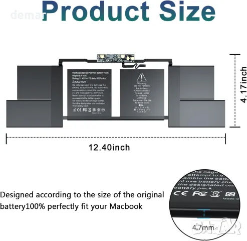 A1820 A1707 Батерия за лаптоп за Macbook pro 15" A1707 края на 2016 средата на 2017 EMC 3162 3072, снимка 3 - Батерии за лаптопи - 47314019