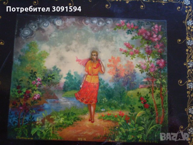 Старинна Руска ръчно рисувана кутия Л. Морозов-Катюша, снимка 1 - Колекции - 35404828