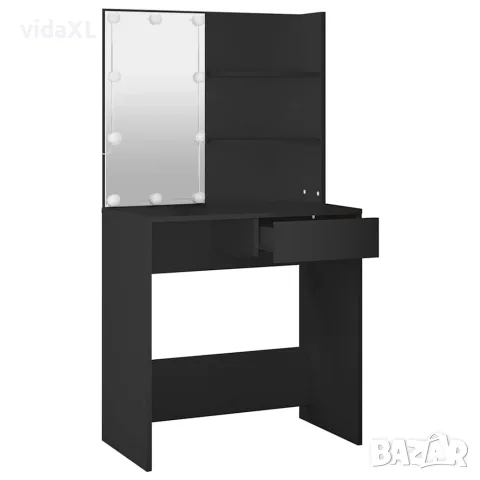 vidaXL Тоалетка с LED, черна, 74,5x40x141 см, снимка 7 - Тоалетки - 56147815