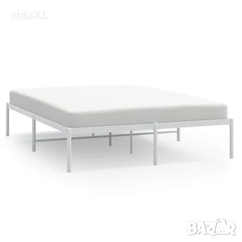vidaXL Метална рамка за легло, бяла, 160x200 см