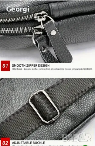 Компактна и Удобна лятна дисплей чантичка /Черна естествена кожа!, снимка 14 - Чанти - 49295877