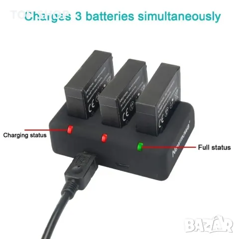 Комплект 2 бр. Резервни батерии Newmowa 1200mAh+бързо 3-канално зарядно>Gopro AHDBT/AHBBP-401/He, снимка 4 - Батерии, зарядни - 49308524