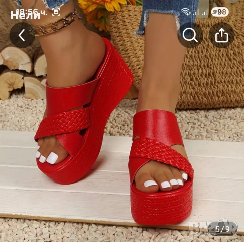 Дамски летни обувки платформа 39, снимка 2 - Чехли - 53979927