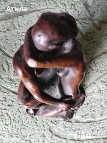 скулптура бронз "целувката" Франция 12/8 см, снимка 4 - Статуетки - 49823038