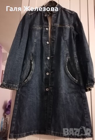 Дънкено дълго пало, снимка 2 - Палта, манта - 38585974