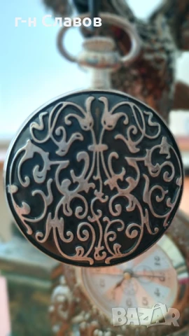 ПОСРЕБРЕН (silver) Cite* с механизъм за ръчно навиване и с флорален гравиран заден капак!, снимка 8 - Джобни - 51102076