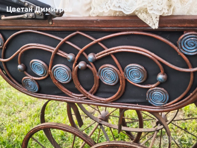 АНТИКВАРА дървена количка комплект с порцеланова кукла , снимка 10 - Антикварни и старинни предмети - 54195587