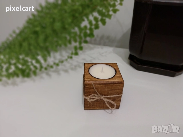 Ръчно изработен свещник от дърво - единичен, снимка 3 - Декорация за дома - 52401878