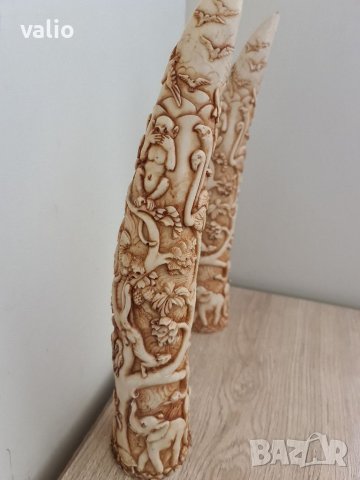 Продавам чифт гравирани бивни , снимка 2 - Други ценни предмети - 40331819