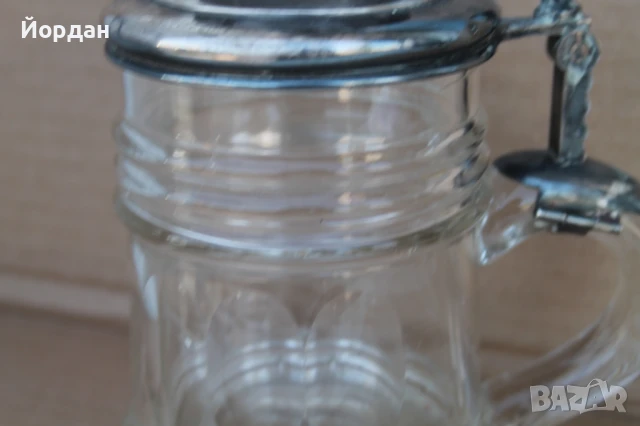 Немска кристална халба за бира с посребрена капачка, снимка 5 - Колекции - 50715027