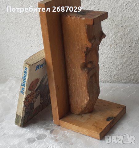Голям стар дървен ограничител за книги, фигура, дърворезба Bookend, снимка 5 - Статуетки - 36611632