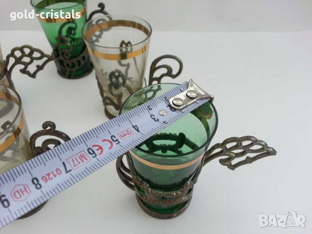 Руски стакани подстакани с чашки , снимка 3 - Антикварни и старинни предмети - 29913183