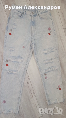 Светло сини дънки дамски дънки BERSHKA DENIM EUR38, снимка 2 - Дънки - 52172540