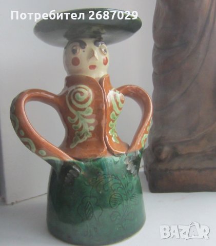 Керамика фигура съд с капак или свещник с подпис, снимка 6 - Декорация за дома - 31373401