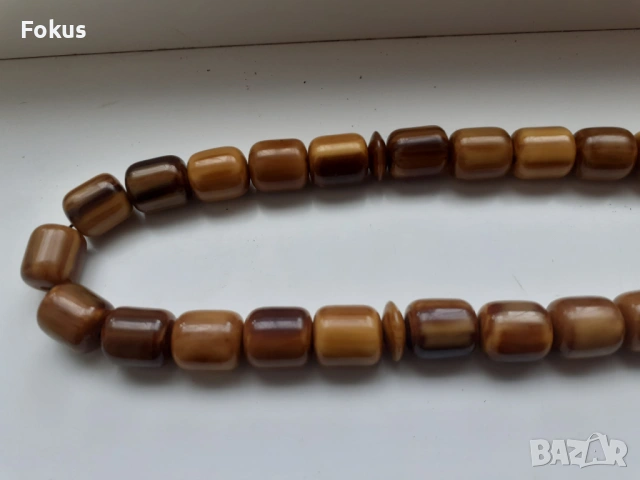 Красива стара броеница от каталин бакелит 33 + поп, снимка 3 - Антикварни и старинни предмети - 54070654