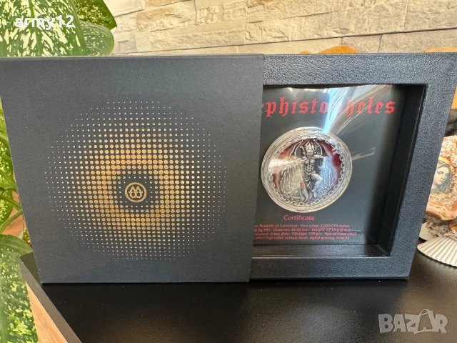 Сребърна монета Mephistopheles 2 oz .999 Cameroon , снимка 3 - Нумизматика и бонистика - 52770929