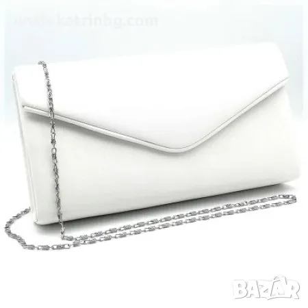 Официална чанта тип клъч в бяло кожена| Сватбена 