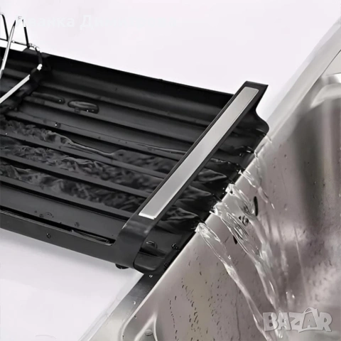 Разтегателен сушилник за съдове и прибори с дренажна тава – компактен кухненски отцедник за мивка, снимка 3 - Други стоки за дома - 53134705