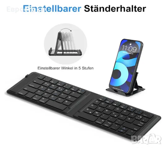 Сгъваема клавиатура OMOTON KB567, акумулаторна безжична Bluetooth клавиатура, преносима сгъваема , снимка 7 - Клавиатури и мишки - 50042325