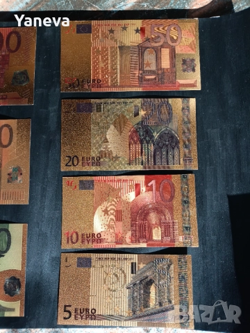 Евро банкноти, златисти , двустранни плакети в рамка с размер 45 / 30 см., снимка 6 - Нумизматика и бонистика - 52800775