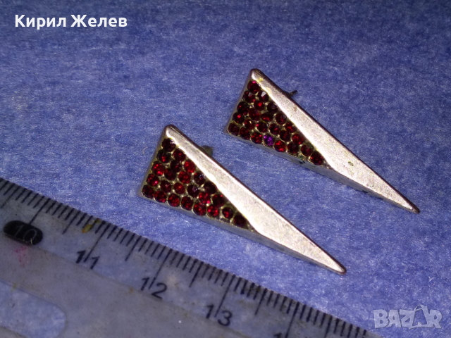 СКЪПОЦЕННИ ВИНТИДЖ АР ДЕКО МОДЕЛ ПОСРЕБРЕНИ МЕДНИ ОБЕЦИ с ФАСЕТИРАН ГРАНАТ КАМЪНИ 43304, снимка 11 - Обеци - 44661465