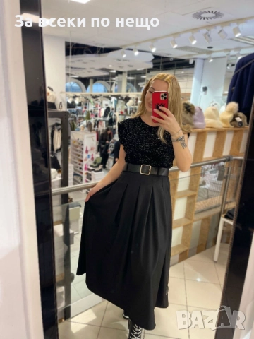 Дамска Рокля С Колан - Черна Или Кафява Код S389, снимка 3 - Рокли - 52701959