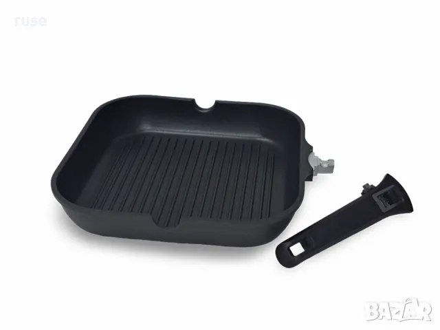 НОВИ! Грил тиган - грил тава 2в1, сваляще се дръжка, 28см, снимка 2 - Съдове за готвене - 50225362