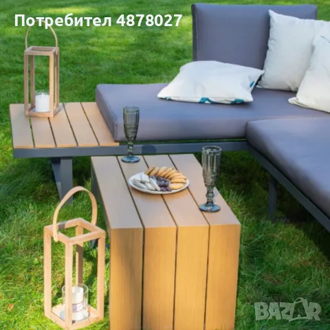 Градински комплект KANZA - модулен ъглов диван от алуминий с удобни възглавници и маса, снимка 9 - Градински мебели, декорация  - 56137902