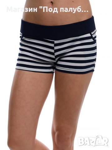 Дамски моряшки шорти, къси панталони на тъмносиньо и бяло райе, снимка 3 - Къси панталони и бермуди - 30312787