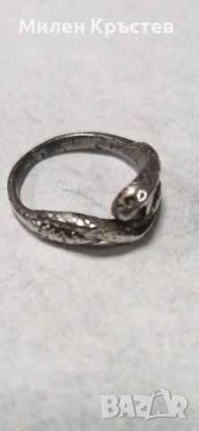 Стар сребърен пръстен от СССР -змия 