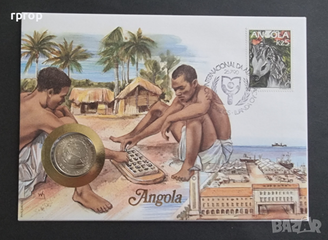 Ангола Африка. 5 кванзас 1975 година. Чисто нов. Нумизматичен плик .