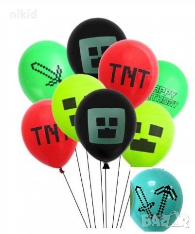 TNT Minecraft Майнкрафт Обикновен надуваем латекс латексов балон парти хелий или газ, снимка 2 - Други - 27848756
