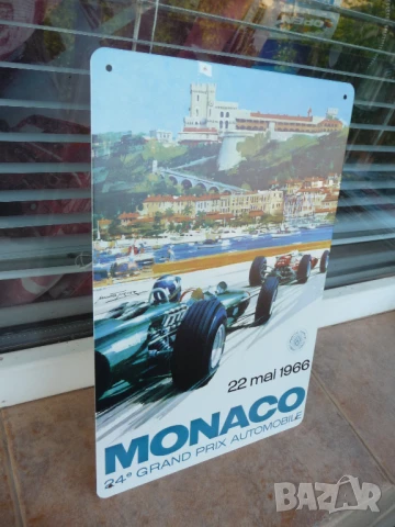 Метална табела кола Monaco 1966 рали формула 1 Gran Prix улици плажове публика, снимка 2 - Декорация за дома - 51154707