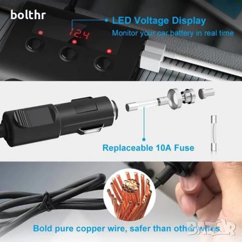 РАЗКЛОНИТЕЛ ЗА ЗАПАЛКА С ВОЛТМЕТЪР, 3 ГНЕЗДА, 4 x USB, ЧЕРЕН, снимка 5 - Аксесоари и консумативи - 40098662