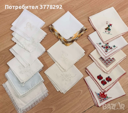 Копринени бродирани и други нови дамски и мъжки носни кърпи.Минимална поръчка 20 лв
