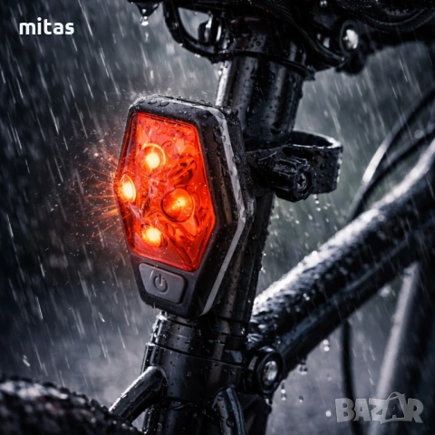 Задна LED стоп светлина за велосипед RAYPAL - 80Lum, 4xLED, 2xAAA, 35g, снимка 9 - Аксесоари за велосипеди - 29759244
